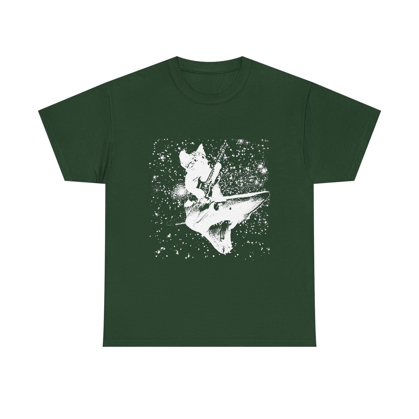 CAT RIDING SHARK T-SHIRT