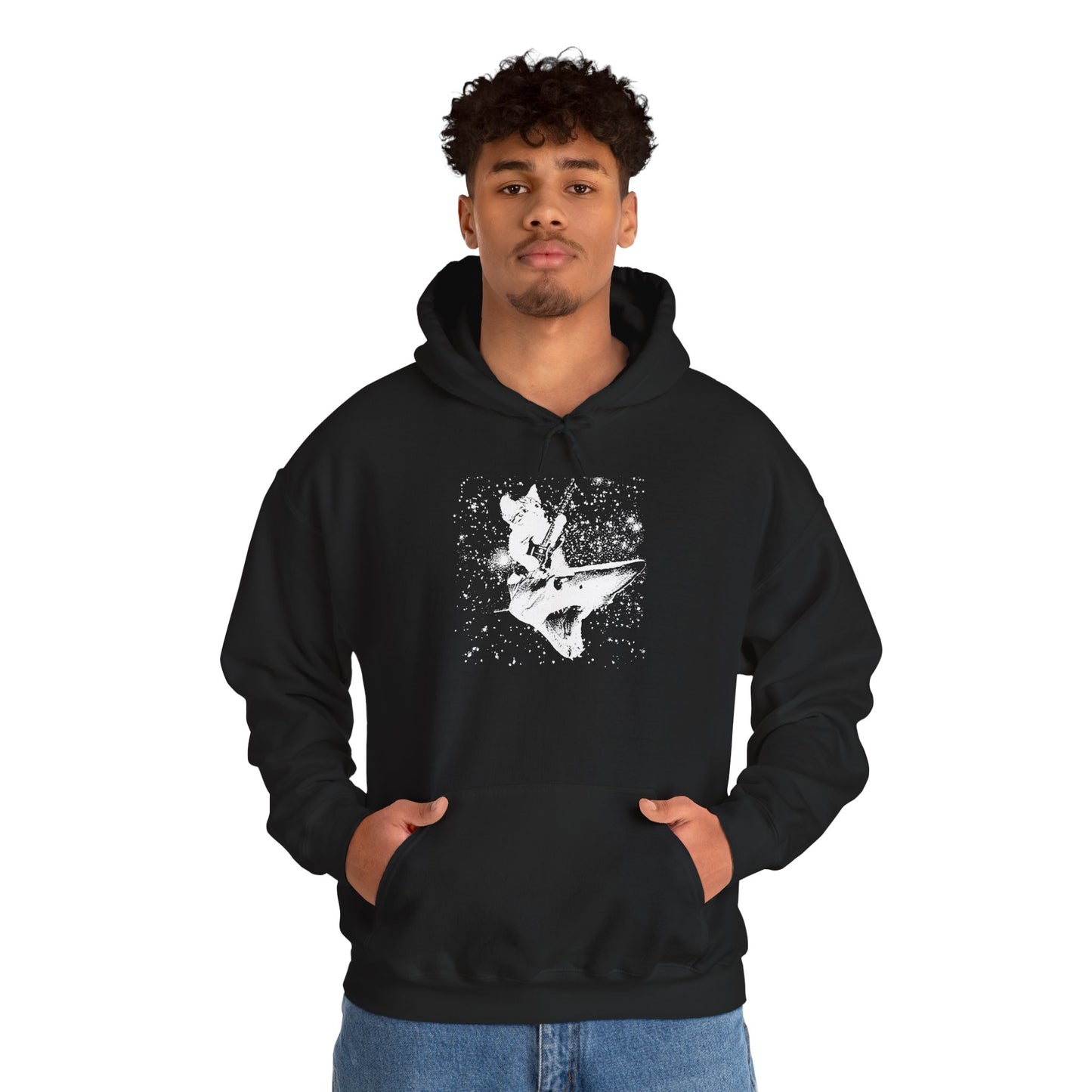 CAT RIDING SHARK HOODIE